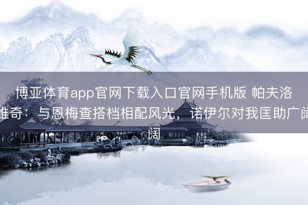 博亚体育app官网下载入口官网手机版 帕夫洛维奇：与恩梅查搭档相配风光，诺伊尔对我匡助广阔